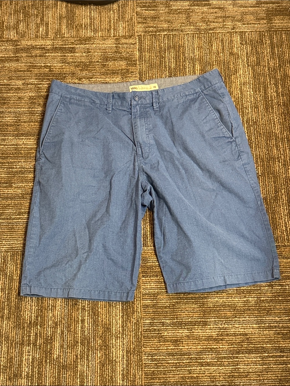Vans Men's Chambray Flat-Front Shorts in Blue